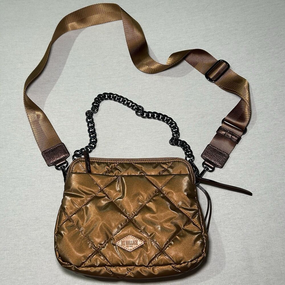 MZ Wallace quilted nylon crossbody bag in metallic bronze/Tiger Eye Pearl